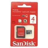 CARTAO DE MEMORIA MICROSD + ADAP 4GB SANDISK